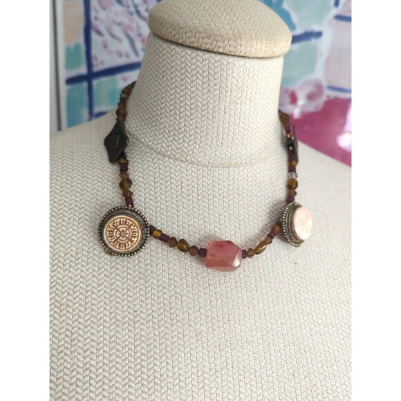 Lucky Brand Vintage Mixed Metal Beaded Statement Collar Necklace - Picture 1 of 4
